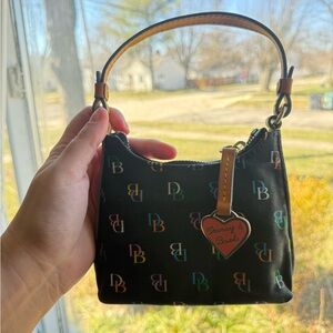 Dooney & Bourke Black Rainbow Logo Mini Hobo Bag